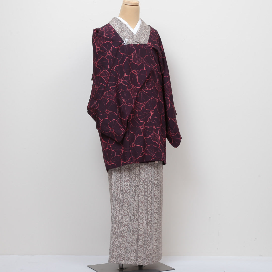 道行コート 身丈87cm 裄丈62cm 正絹 Aランク S 紫系 1217-00388