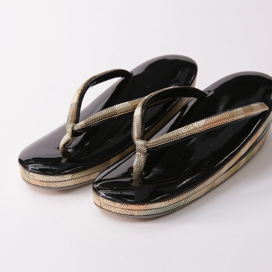 草履・バッグセット Aランク 礼装用 正絹 和装小物 黒系 1241-00990