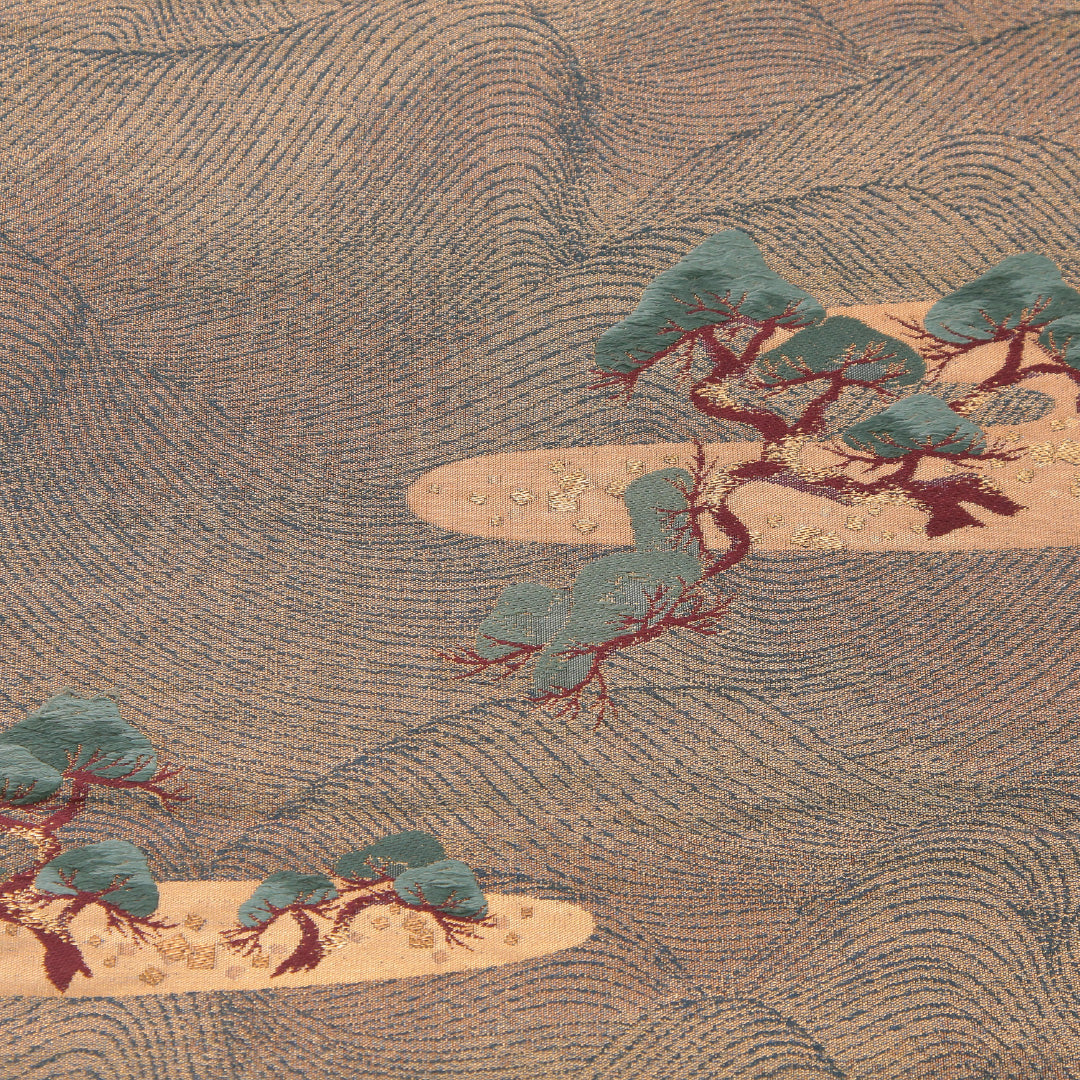 袋帯 帯丈420cm フォーマル 全通 リバーシブル 帯芯なし Dランク 正絹 鶴 菊 ベージュ系 1223-02323