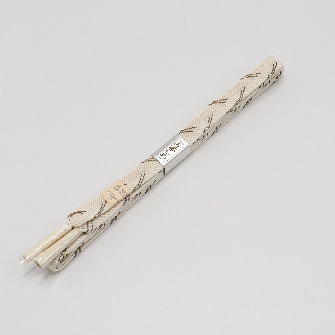 新古品 帯締め 留袖用 正絹 Nランク 平組紐 笹浪組 白系 金系 1236-01084