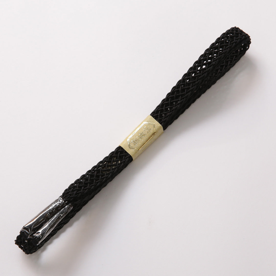 新古品 帯締め 夏物 礼装用 正絹 Nランク 平組紐 レース組 黒系 共箱 D 1236-01389