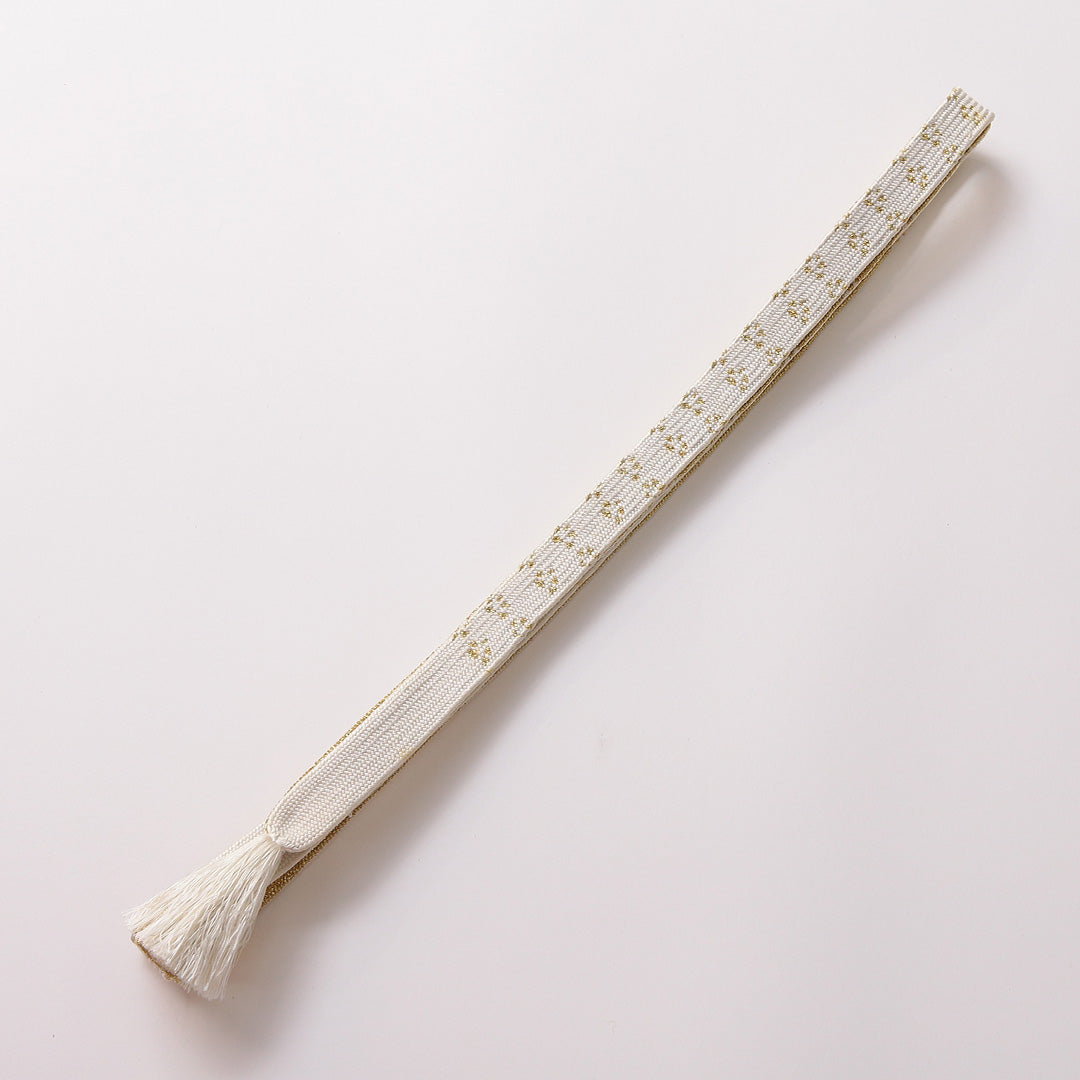 新古品 帯締め 留袖用 正絹 Nランク 平組紐 白系 金系 共箱 D 1236-01383