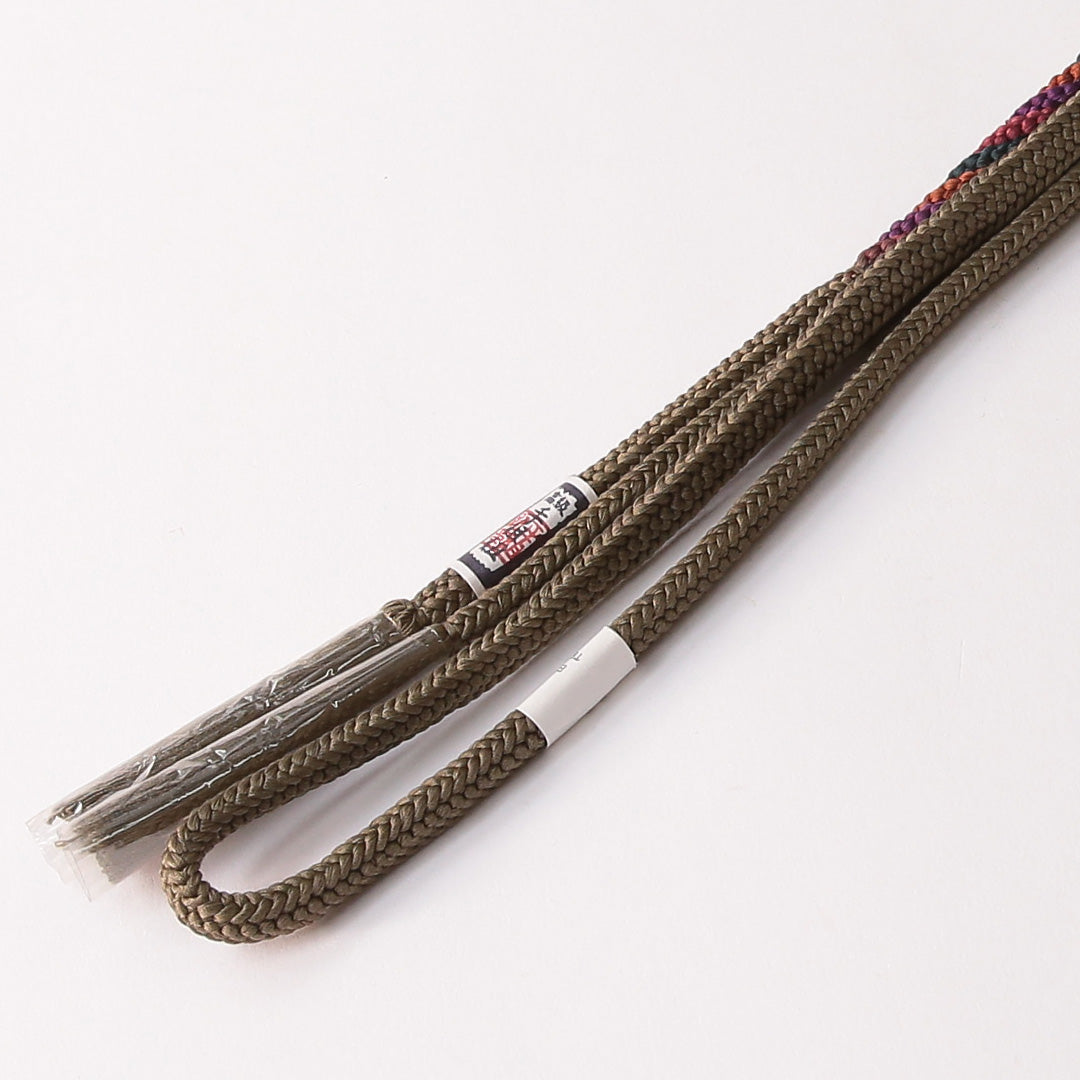 新古品 帯締め 正絹 Nランク 角組紐 冠組 緑系 多色系 1236-01558