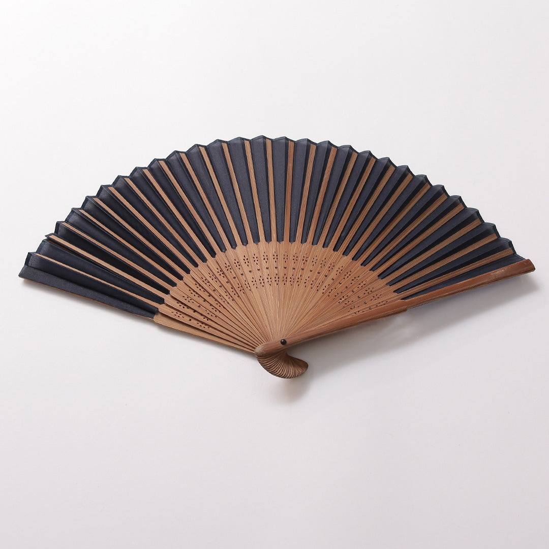 扇子 Sランク 生地扇子 カジュアル 無地 木製 和装小物 紺系 1240-00948