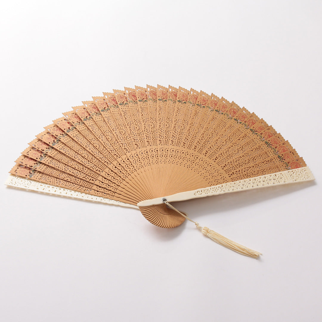 扇子 Sランク 白檀扇子 カジュアル 薔薇 木製 和装小物 茶系 1240-00950