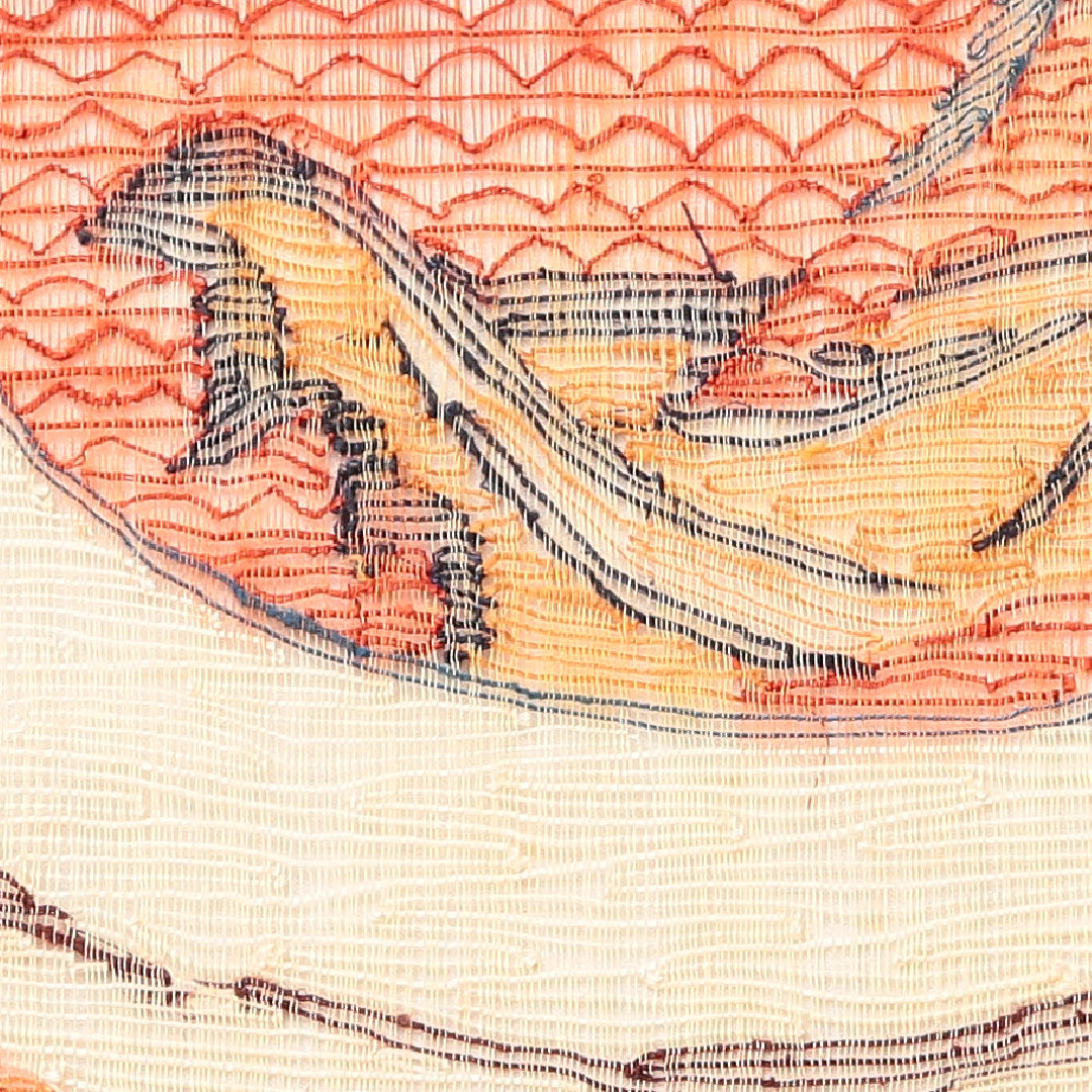 袋帯(紬) 帯丈440cm 正絹 ポイント柄 カジュアル すくい織 丸文 朱系 1243-01465