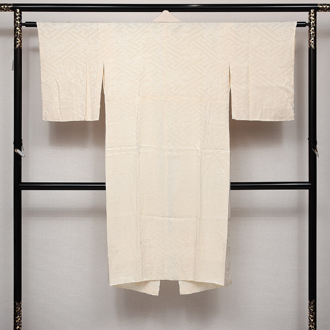 長襦袢 袷 身丈153cm 裄丈60cm 正絹 Sランク 紋意匠 (吉祥文様) FREEサイズ クリーム系 RP 1239-14039