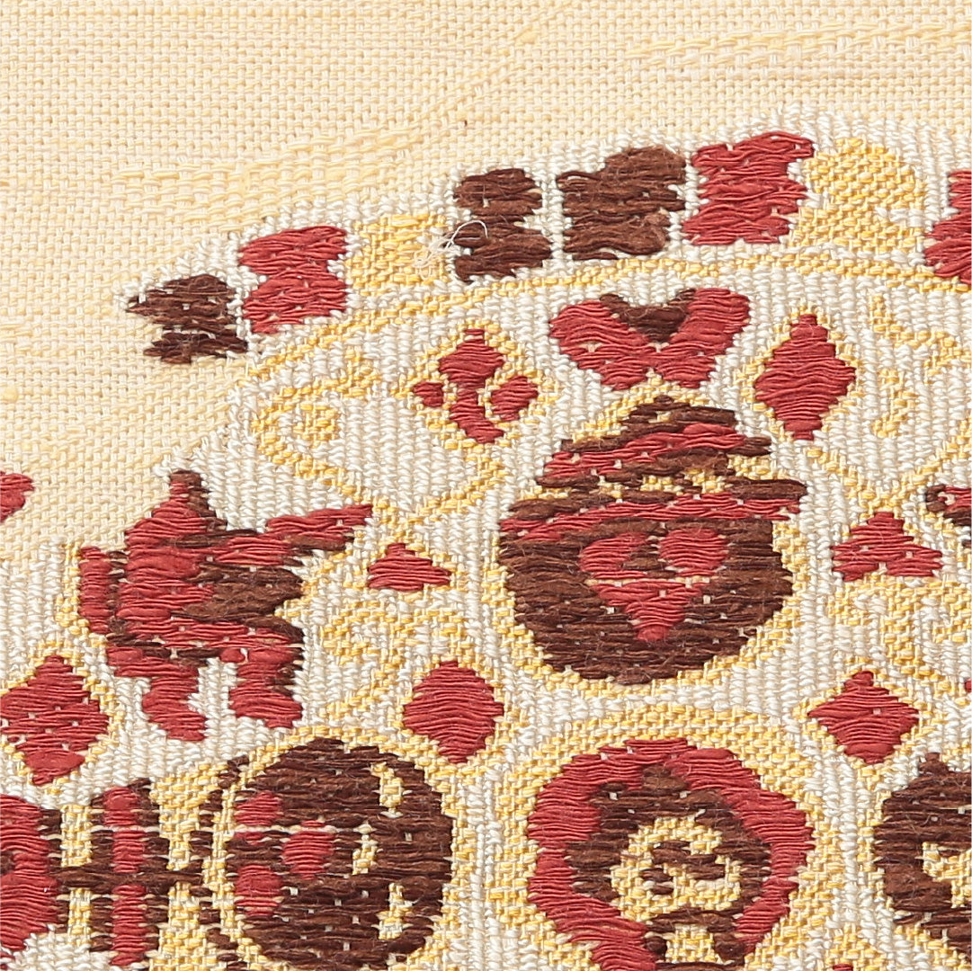 八寸名古屋帯 Cランク 帯丈365cm 正絹 ポイント柄 開き仕立て 織り カジュアル 紬 唐華 クリーム系 HP 1245-01985