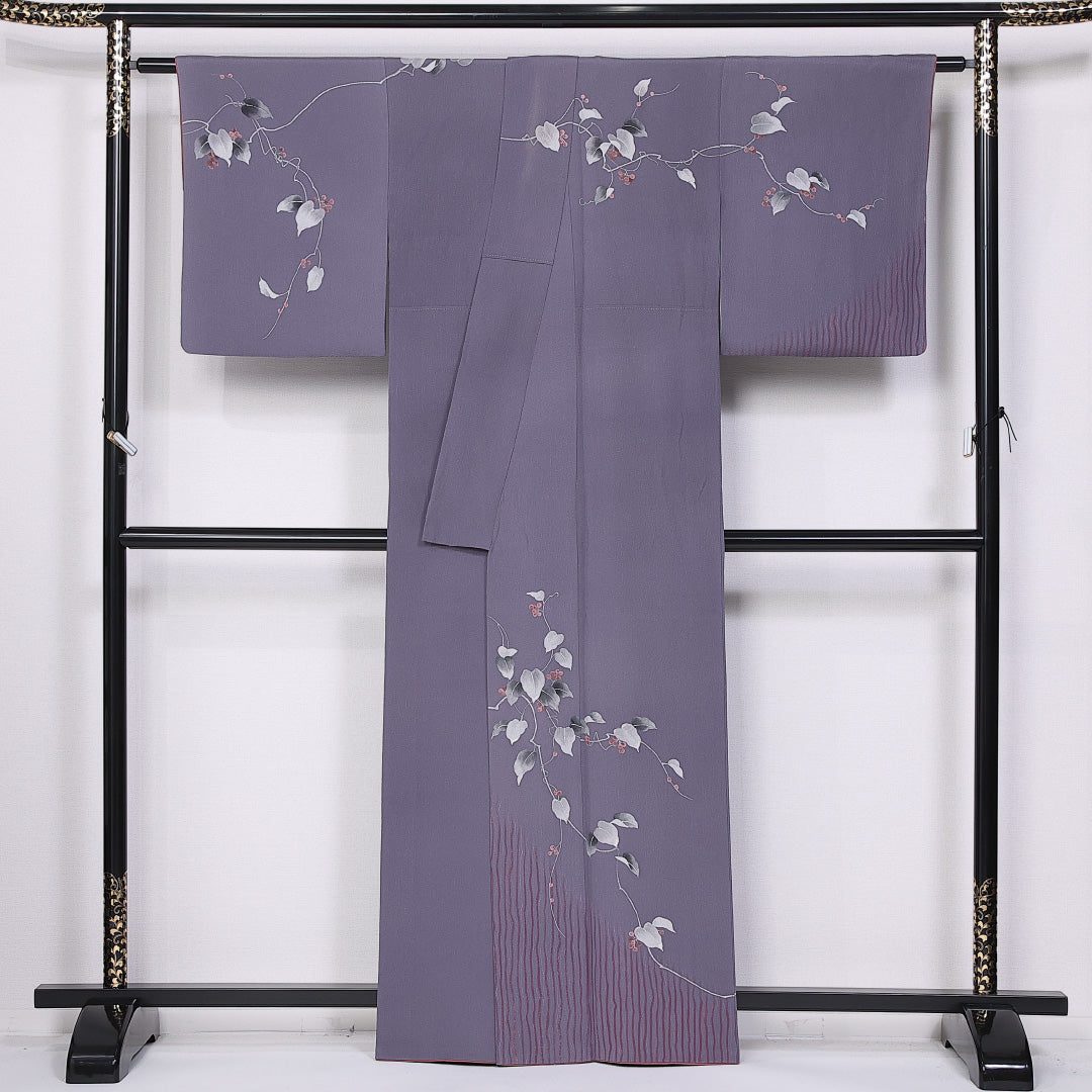 訪問着 身丈162cm 裄丈66cm L 正絹 Aランク 袷 広衿 作家物 葡萄 落款 1212-10841