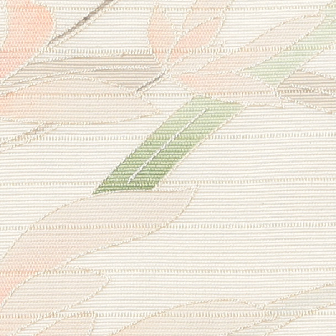 夏物 名古屋帯 ポイント柄 帯丈380cm カジュアル Sランク 正絹 絽 綴れ織 花柄 白系 1224-01988