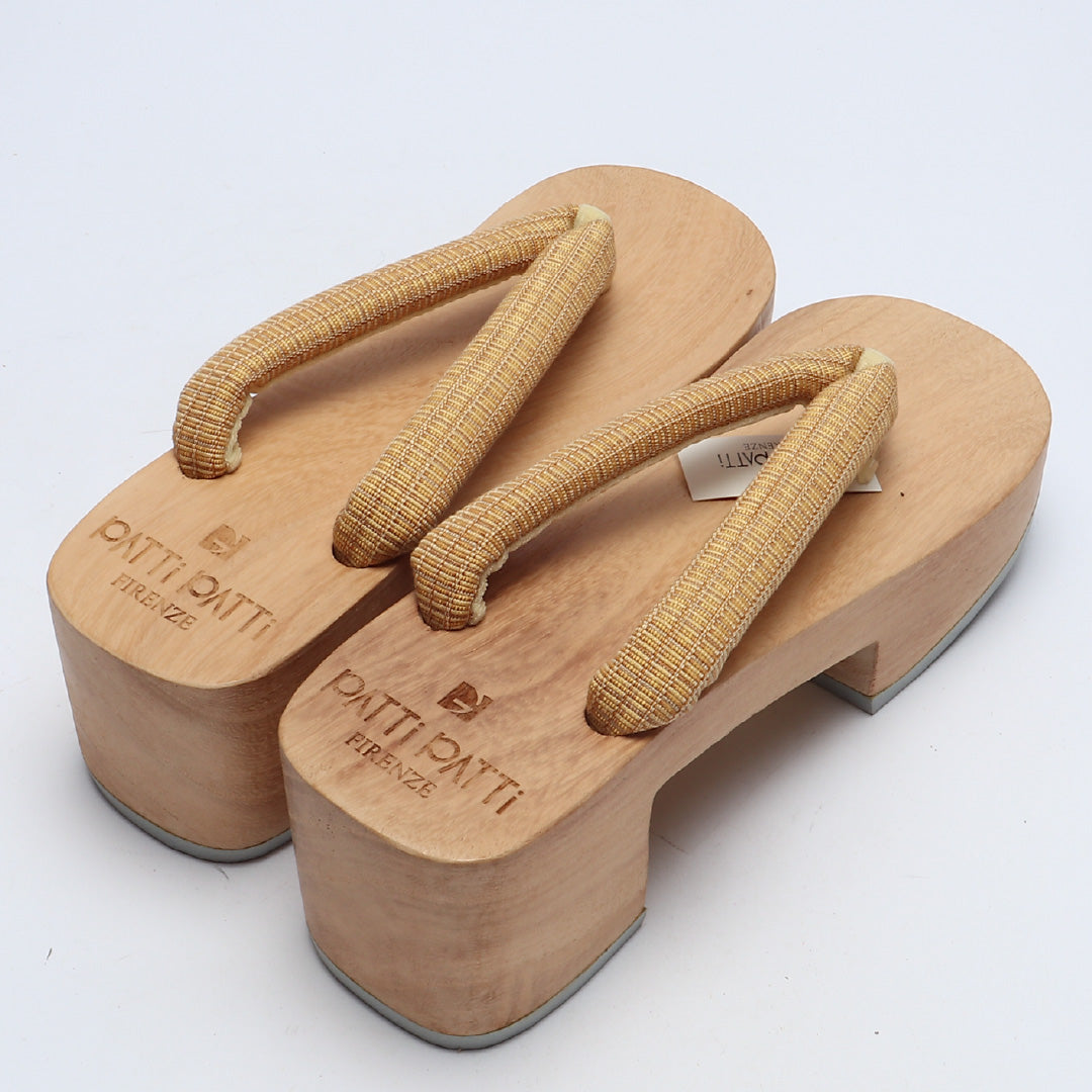 未使用品 下駄 カジュアル FREE 木製 Sランク 和装小物 茶系 1244-00799