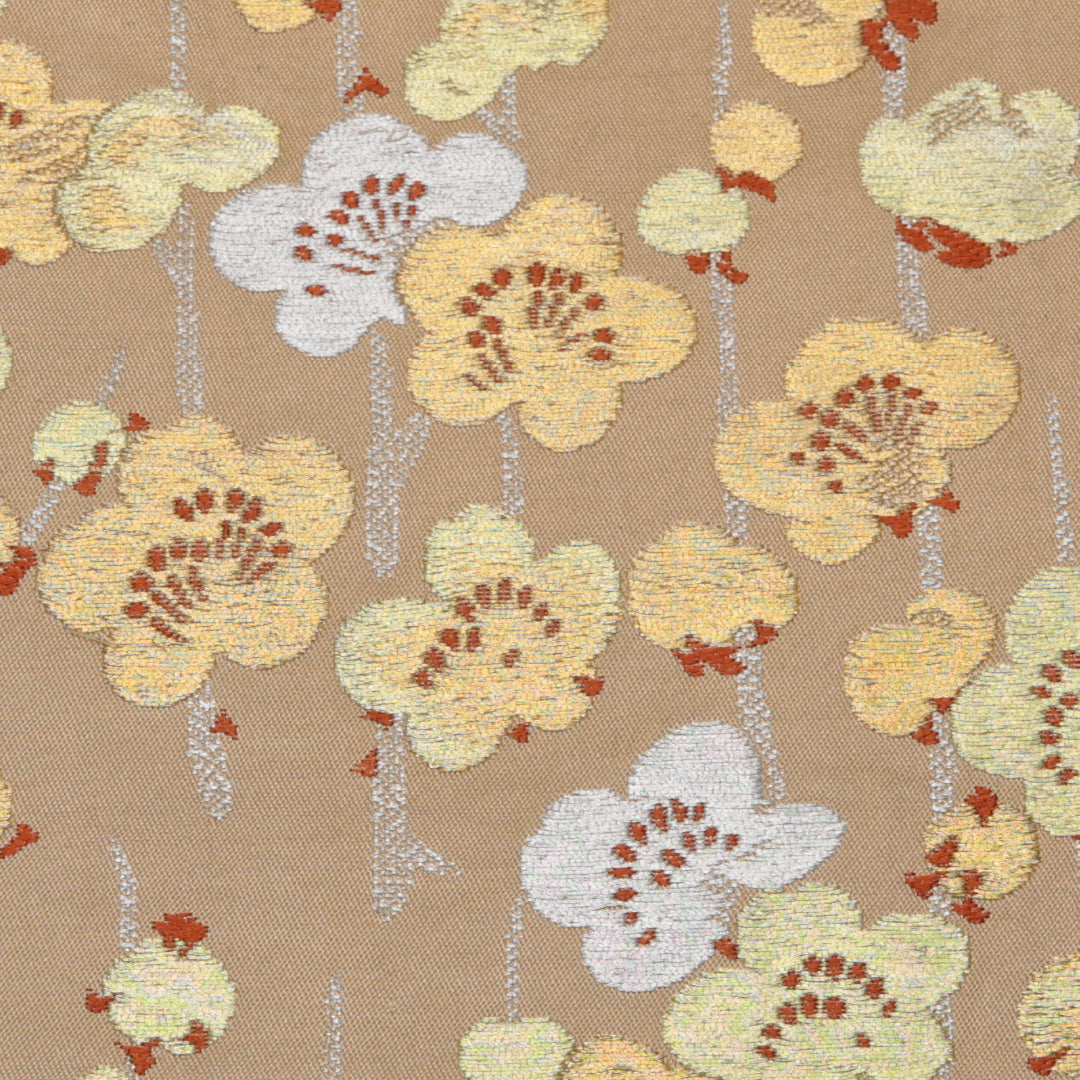 アンティーク 袋帯 帯丈392cm 六通 金銀糸 梅 セミフォーマル ベージュ系 正絹 Cランク 1223-01119