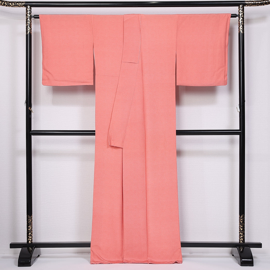 江戸小紋 (鮫) 袷 身丈166cm 裄丈59cm 正絹 Sランク インフォーマル 広衿 XLサイズ ピンク系 RP 1220-11196
