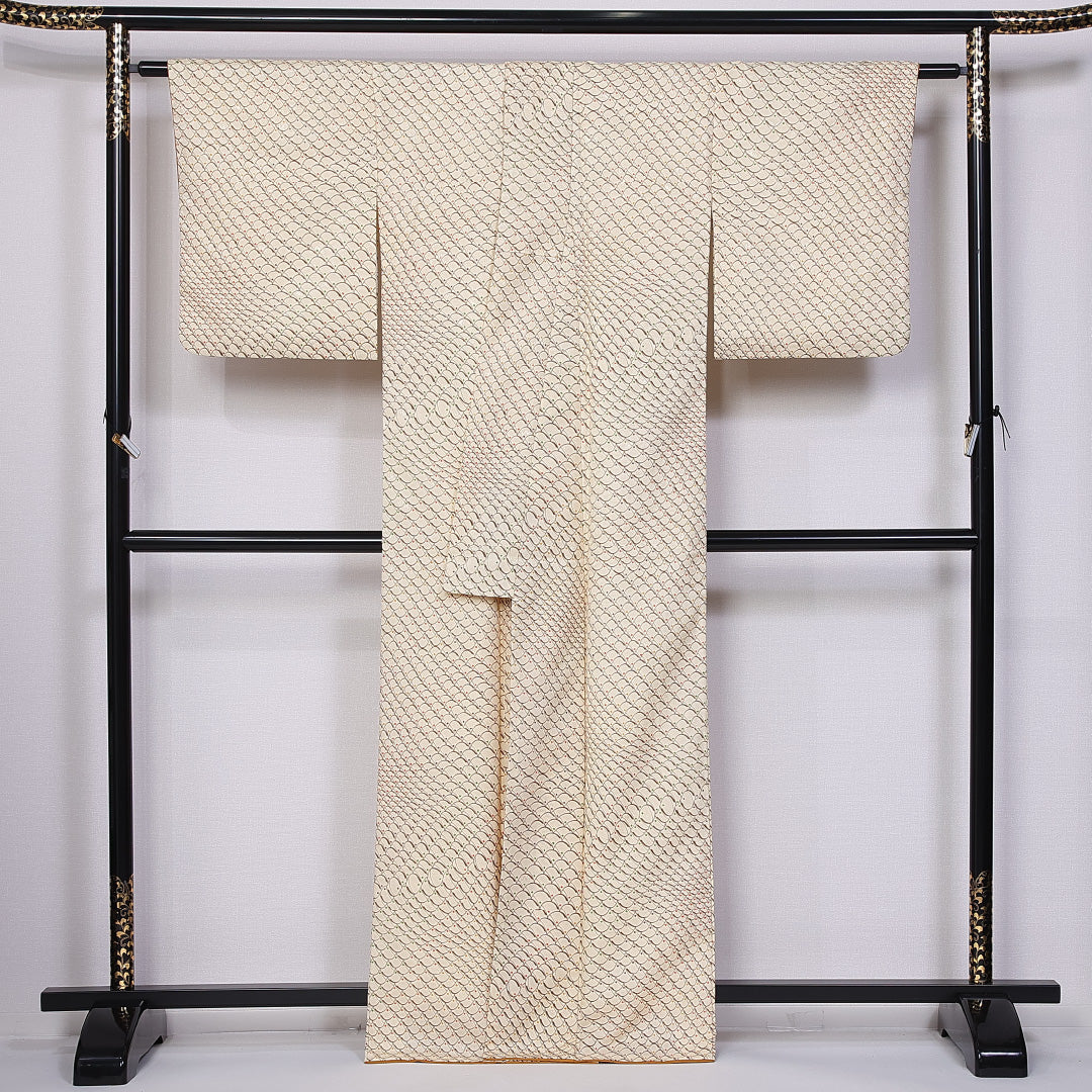 付下げ 身丈164cm 裄丈64.5cm L ポリエステル Sランク 袷 洗える着物 広衿 幾何学 1261-10821