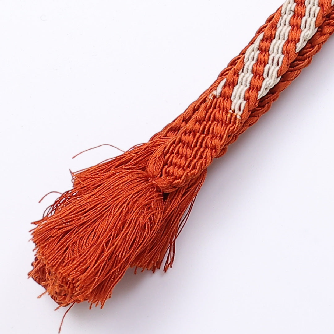 帯締め 平組紐 正絹 茶系 Aランク 1236-000694