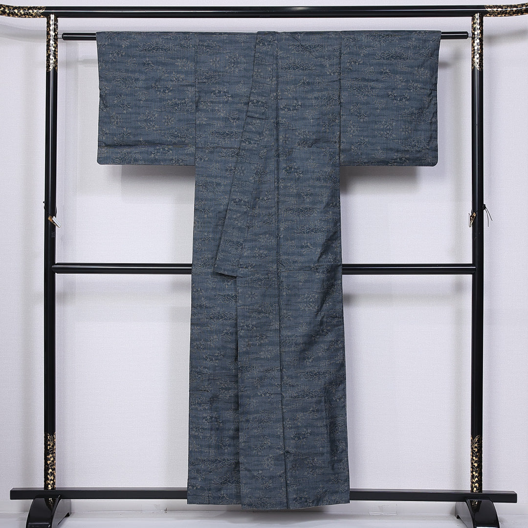 大島紬 身丈155cm 裄丈62.5cm M 正絹 Bランク 袷 バチ衿 紬 創作 1216-10876