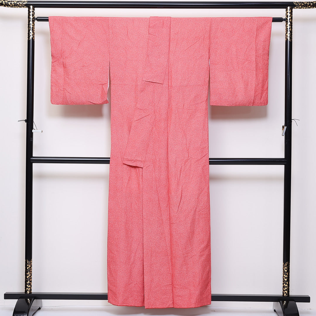 江戸小紋 袷 身丈157cm 裄63cm 洗える着物 ポリエステル 赤系 Sランク 1262-02419