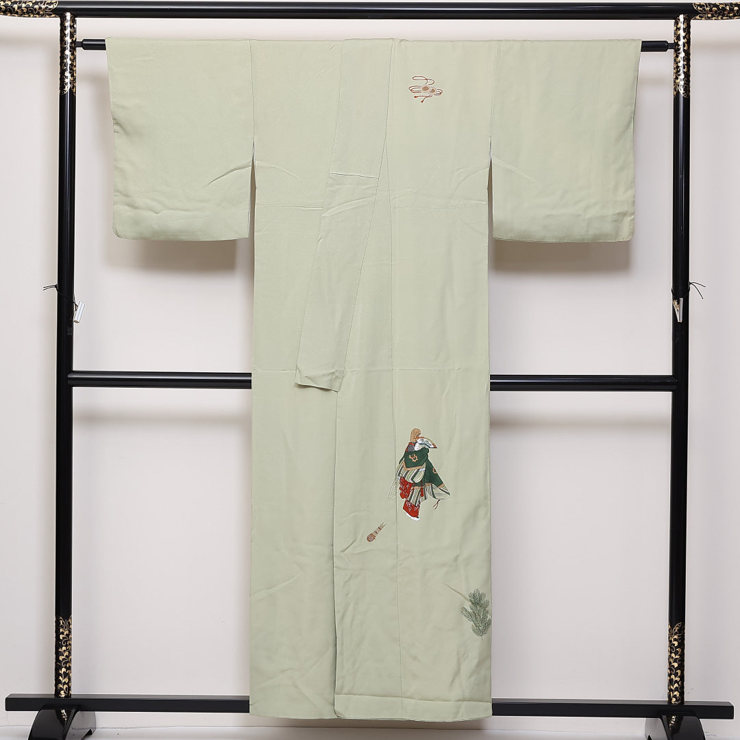 付下げ 袷 身丈155cm 裄64.5cm 正絹 能 人物 Cランク 1212-00740