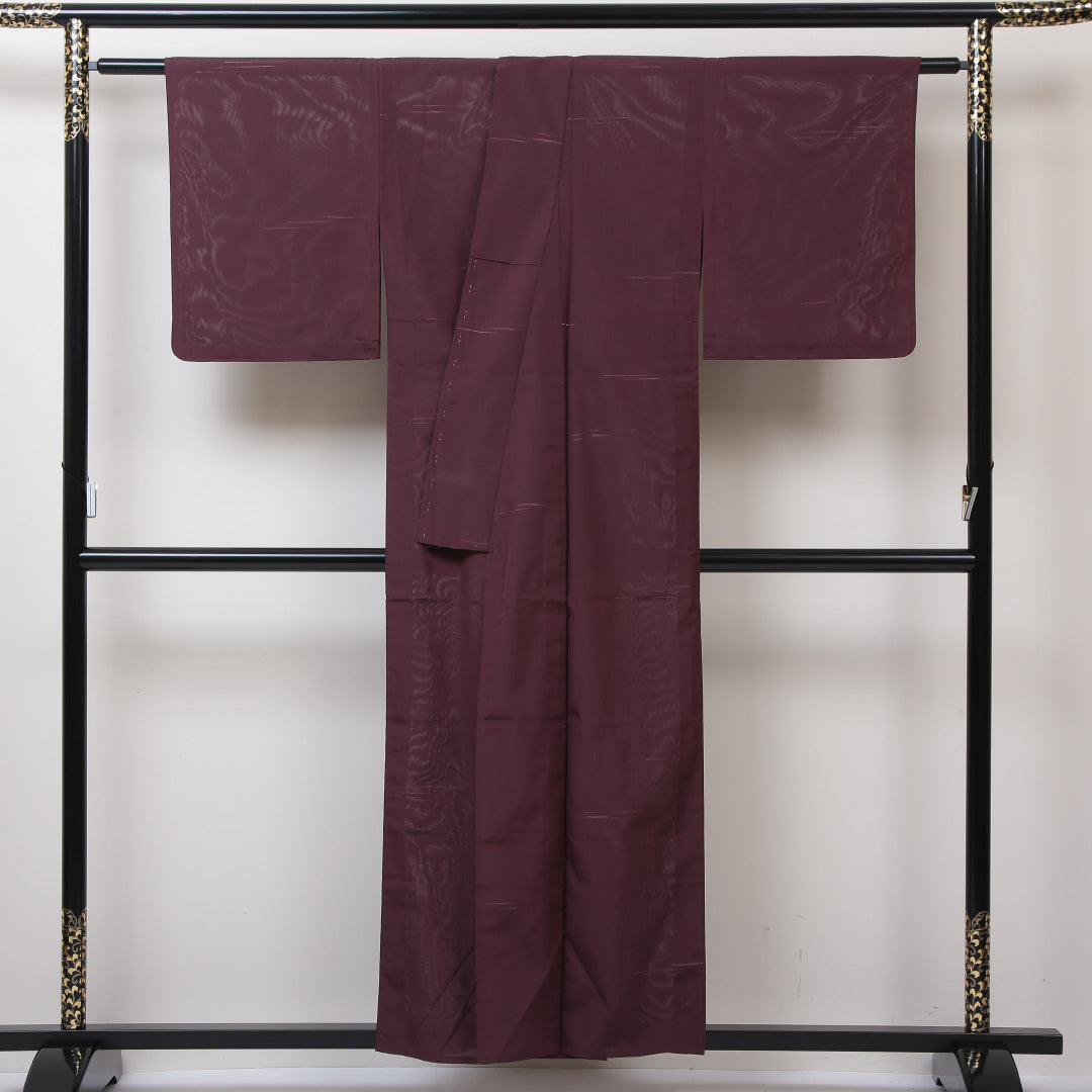 夏物 小紋 紗 身丈154cm 裄丈63cm 正絹 Aランク インフォーマル 広衿 Sサイズ 創作柄 紫系 RP 1221-01290