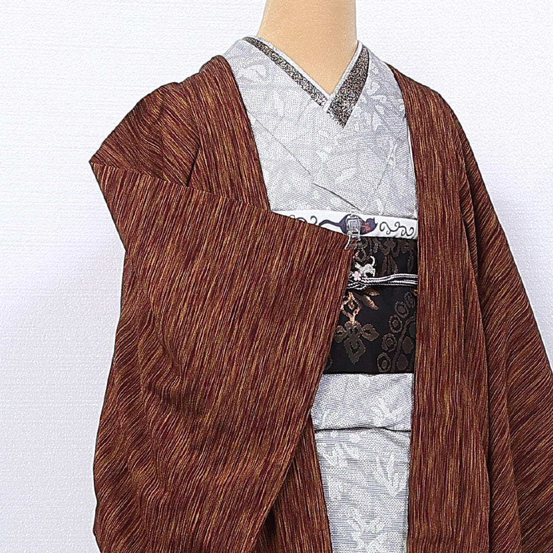 羽織 身丈82cm 裄丈67.5cm L 正絹 Sランク 袷 紬 創作 1217-11094