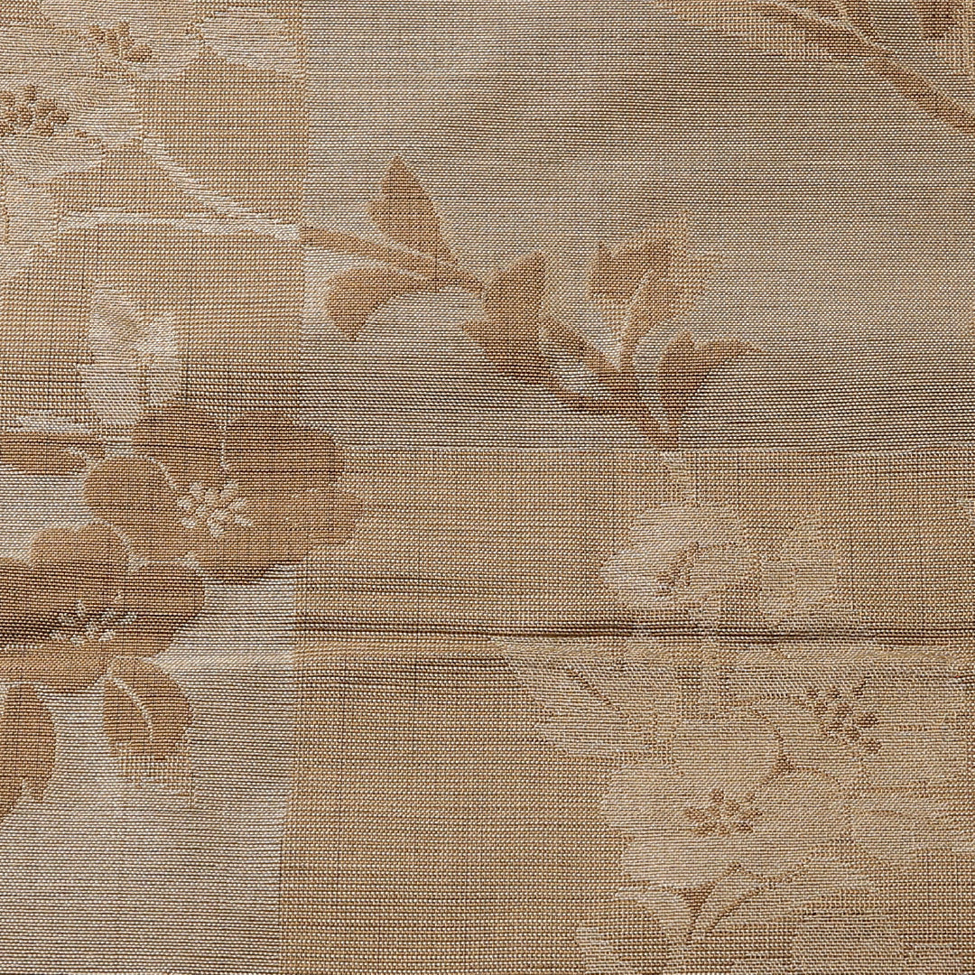 袋帯(紬) 帯丈428cm 正絹 六通 インフォーマル 秋草文 ベージュ系 1243-01553