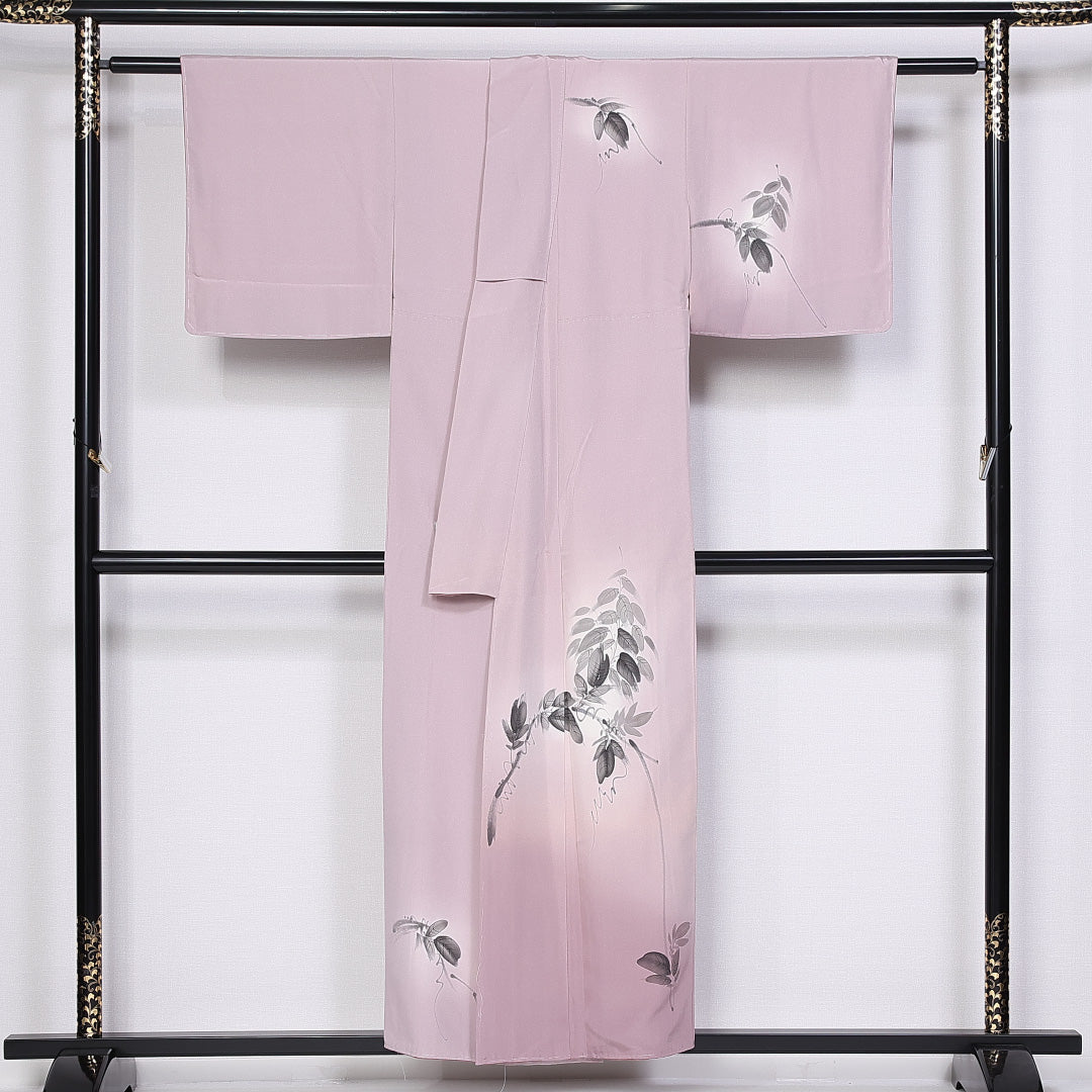 訪問着 身丈152cm 裄丈60cm Aランク 袷 正絹 広衿 草花 ぼかし 1212-10195