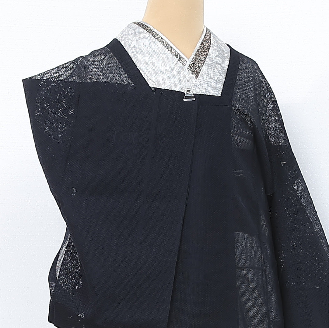夏物 道行コート 羅 身丈86cm 裄丈65cm 正絹 Sランク セミフォーマル Mサイズ 流水 黒系 RP 1237-12093