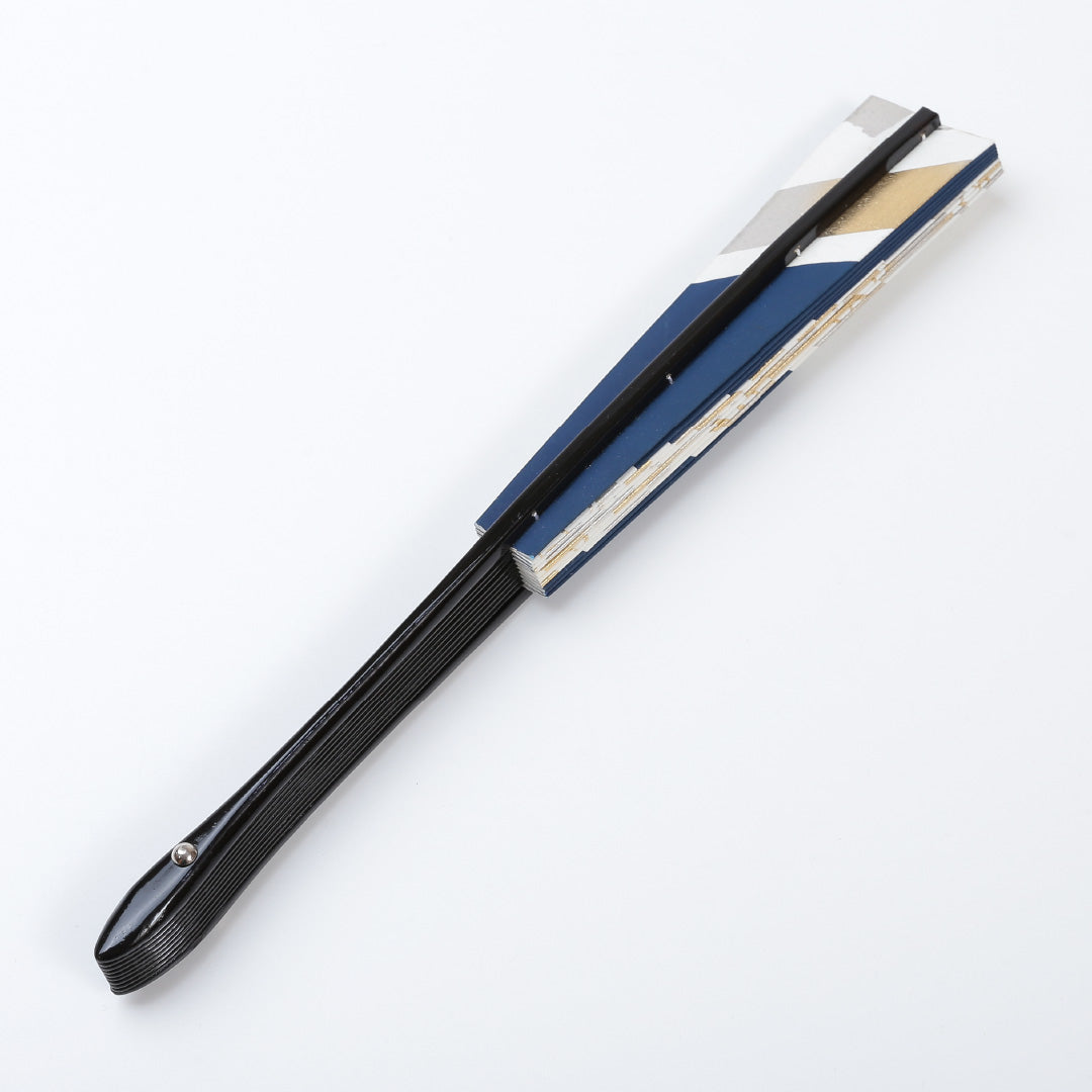新古品 和装小物 Sランク 伊藤常 竹 扇子 舞扇子 紺系 両面同柄 1221-00060