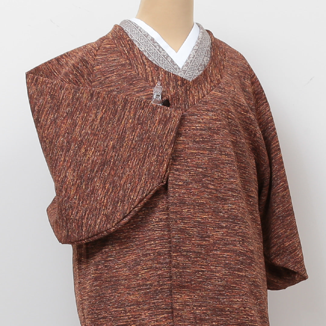 洗える着物 道中着 袷 身丈75cm 裄丈60cm ポリエステル Sランク Sサイズ 創作柄 茶系 RP 1236-05663