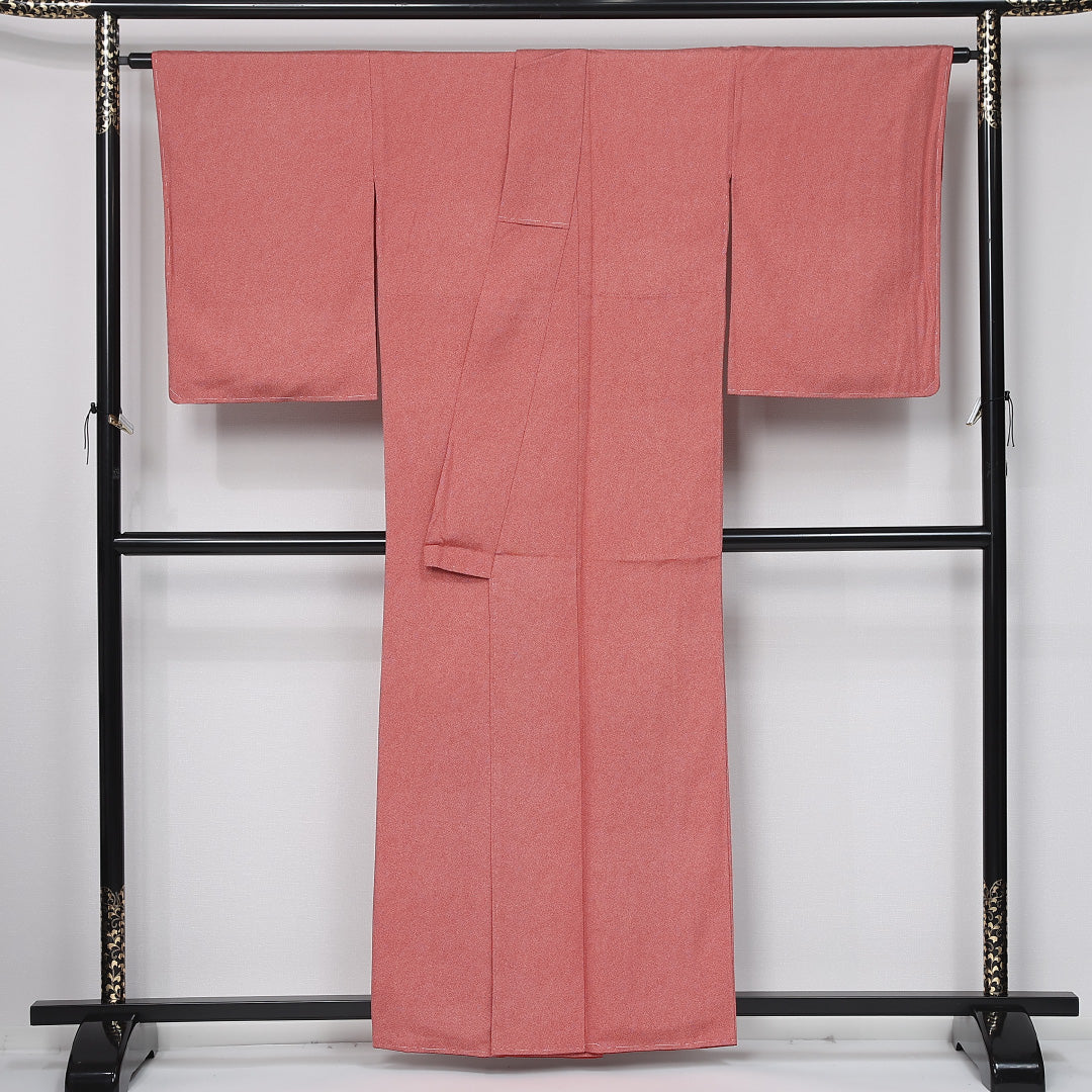 江戸小紋 身丈158cm 裄丈66.5cm Sランク M 正絹 袷 広衿 鮫 セミフォーマル 赤系 1262-12014