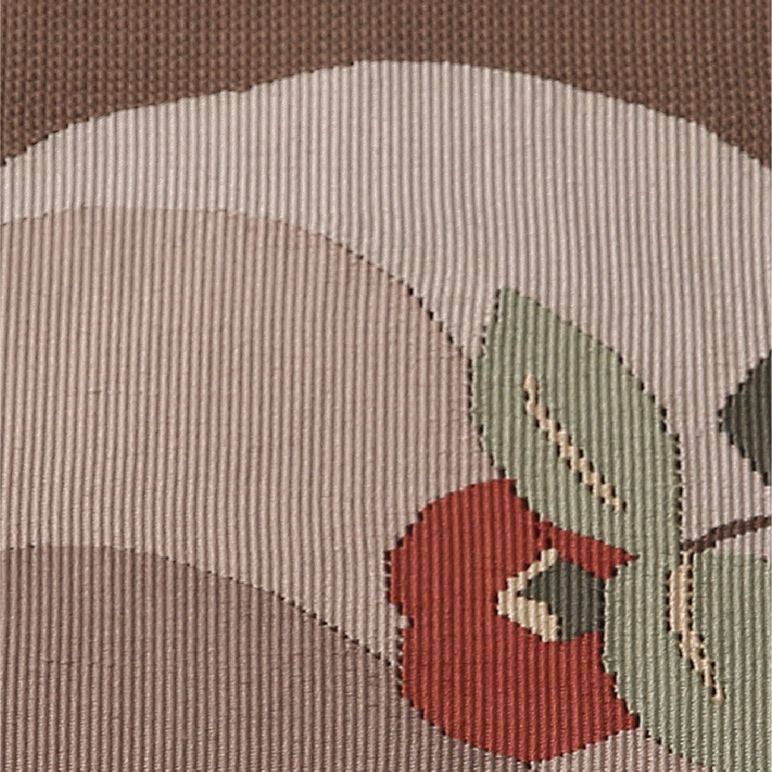 八寸名古屋帯 Aランク 帯丈363cm 正絹 ポイント柄 松葉仕立て 織り カジュアル 椿 茶系 LP 1245-02630