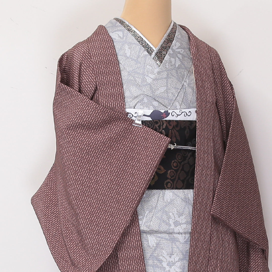 洗える着物 羽織 袷 身丈76cm 裄丈63cm ポリエステル Sランク カジュアル Sサイズ 竹 茶系 RP 1232-06110