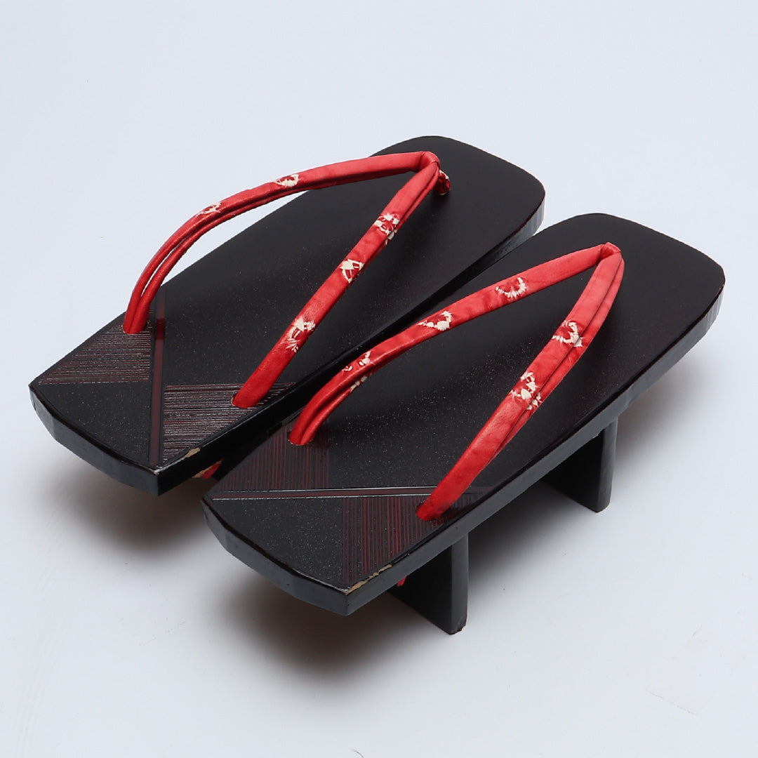 未使用品 夏物 下駄 カジュアル 木製 本革 Aランク 和装小物 黒系 1244-00710