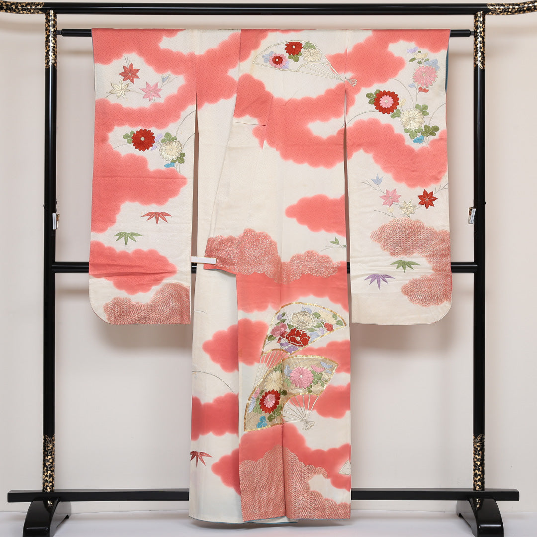 振袖 身丈160cm 裄丈64.5cm Cランク 袷 正絹 広衿 金駒刺繍 唐織 刺繍 1213-F0048