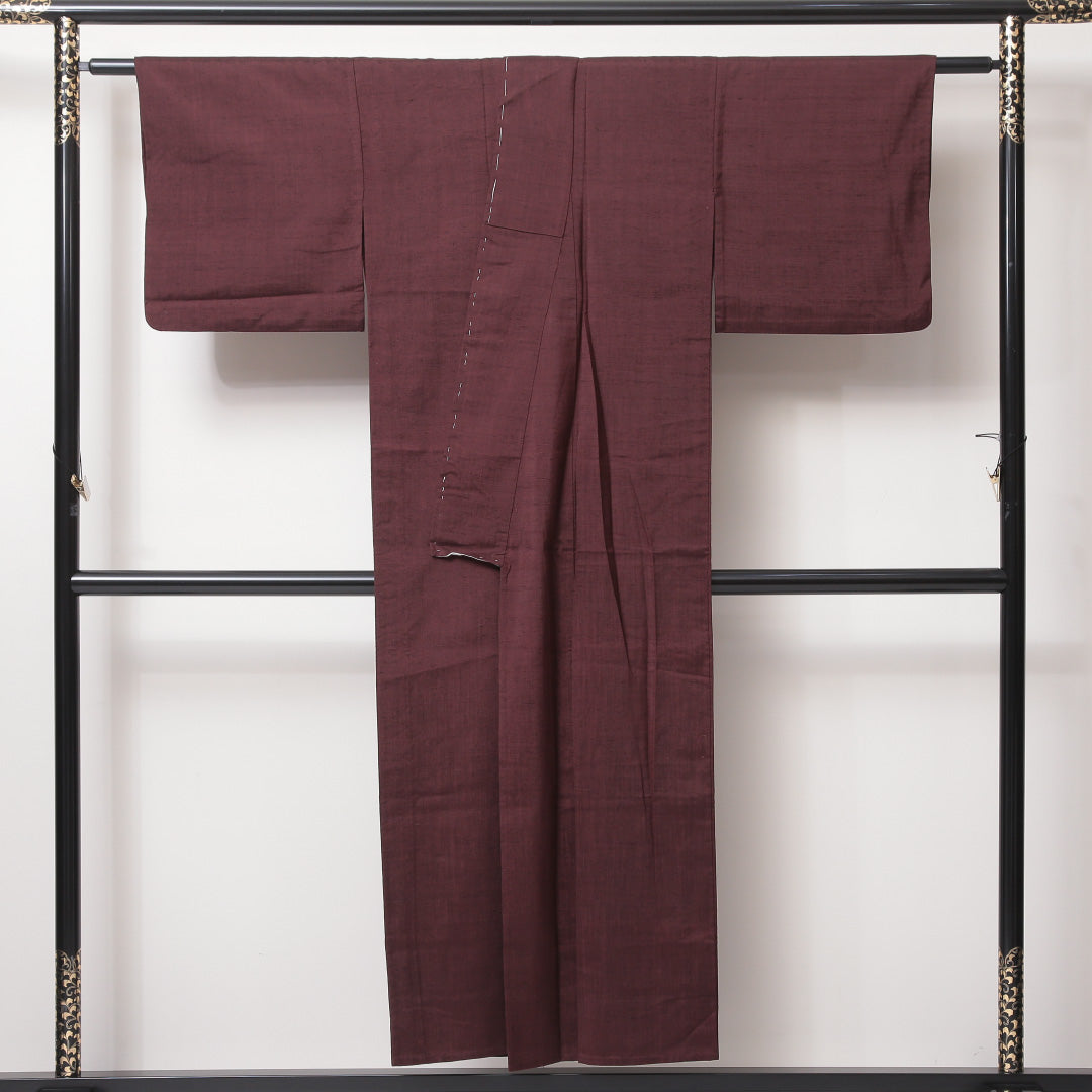 紬 単衣 身丈149cm 裄62cm 正絹 茶系 Aランク 1216-01026