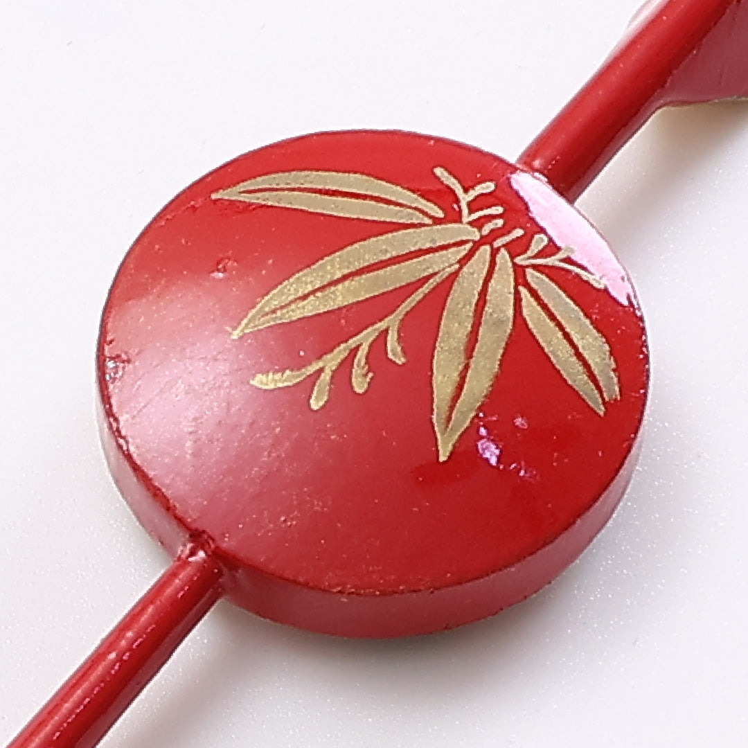 平打 髪飾り Aランク アクリル樹脂 かんざし 蒔絵 七宝 梅鉢 赤系 1237-00374