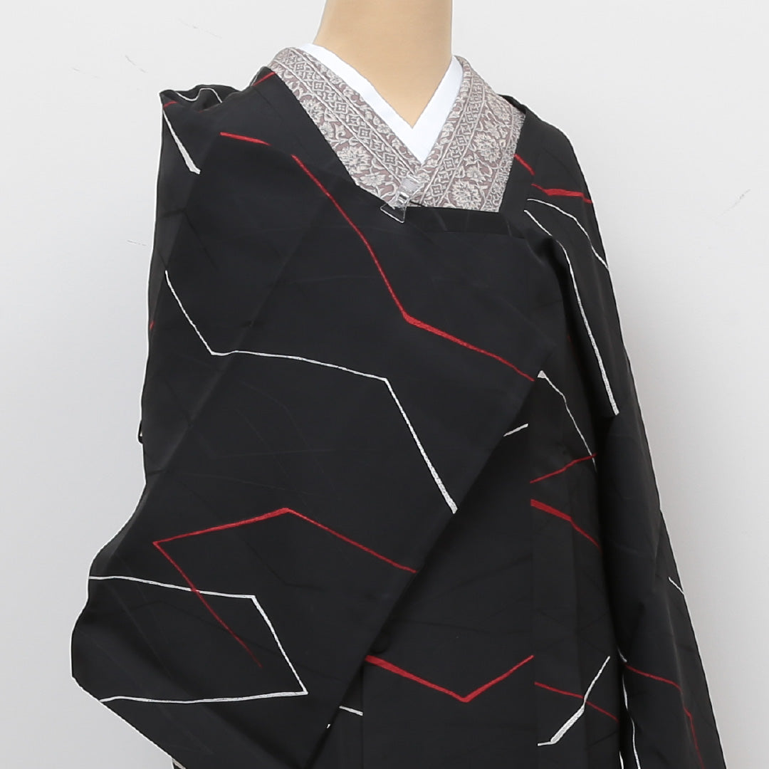 道行コート 身丈83cm 裄丈63cm 正絹 Sランク S 黒系 1217-00394