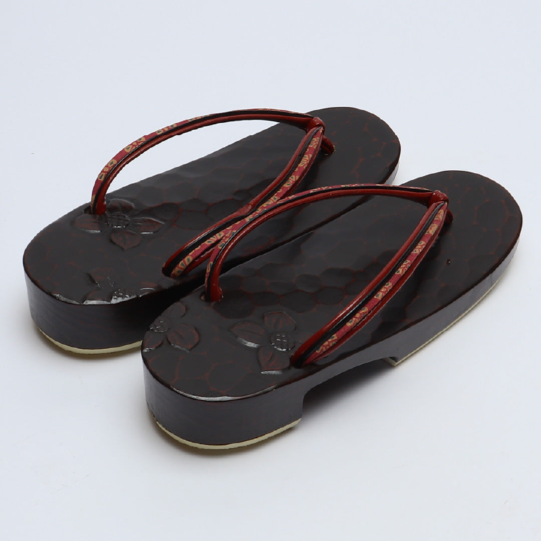未使用品 夏物 下駄 カジュアル 木製 本革 Sランク 和装小物 茶系 1244-00691