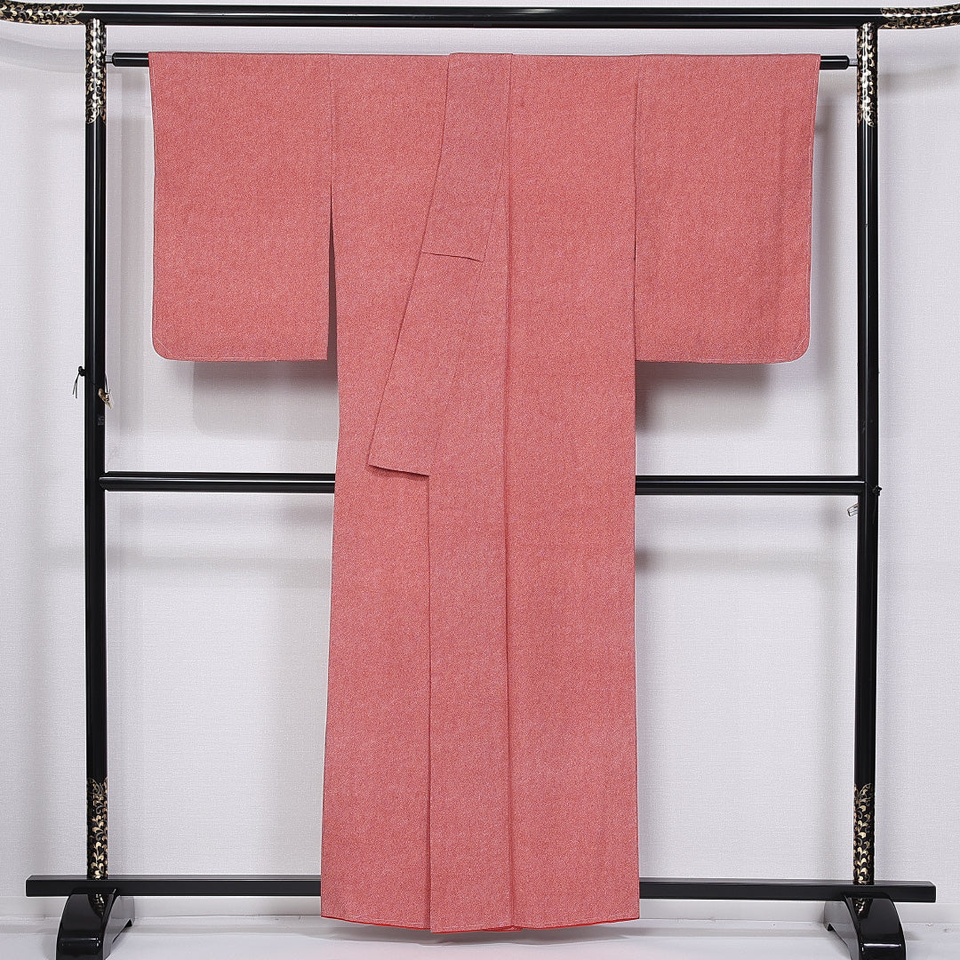 江戸小紋 (鮫) 袷 身丈158cm 裄丈63cm 正絹 Sランク インフォーマル 広衿 Mサイズ ピンク系 M4 1220-11392