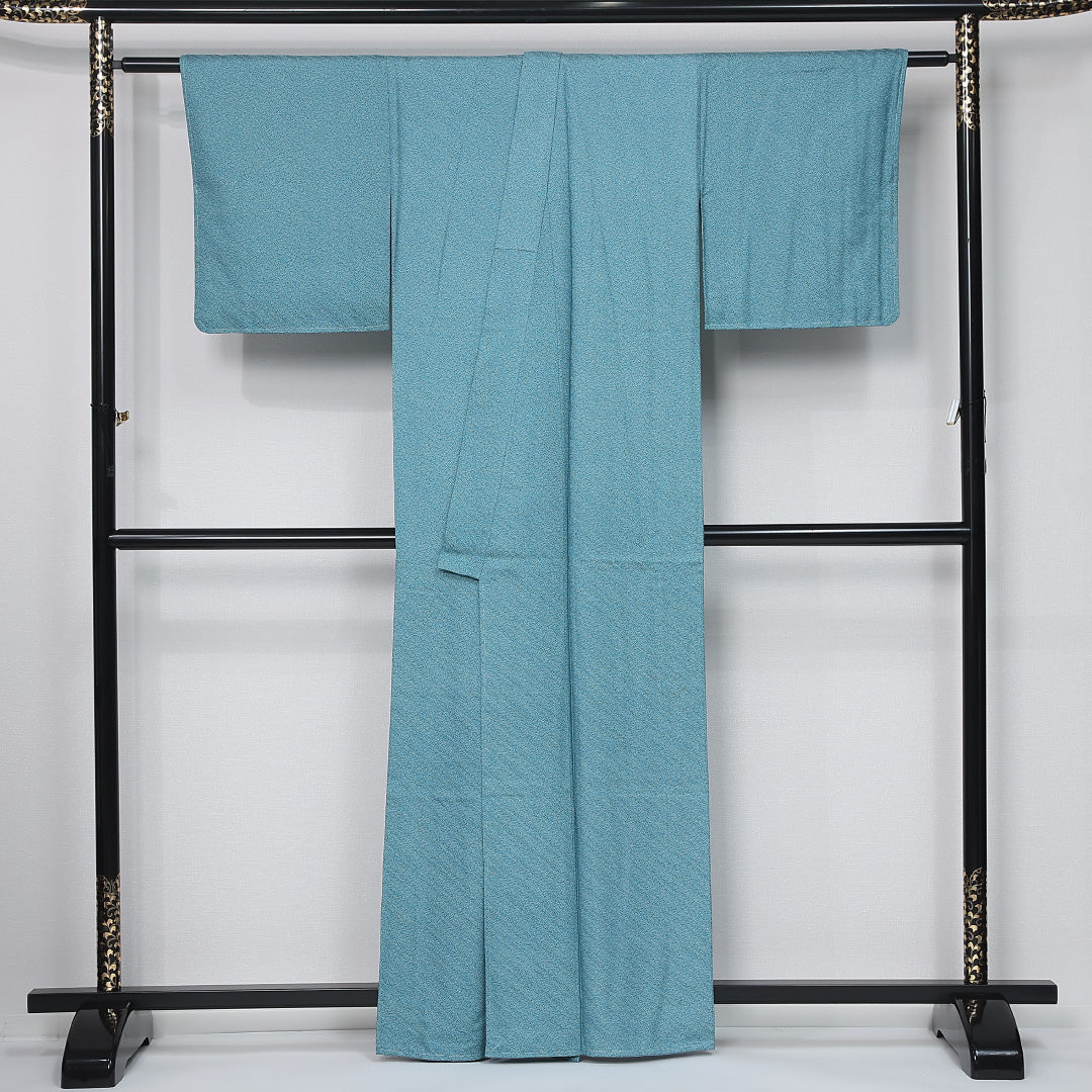 江戸小紋 身丈160cm 裄丈64.5cm Sランク L 正絹 袷 バチ衿 カジュアル 水色系 1262-12030