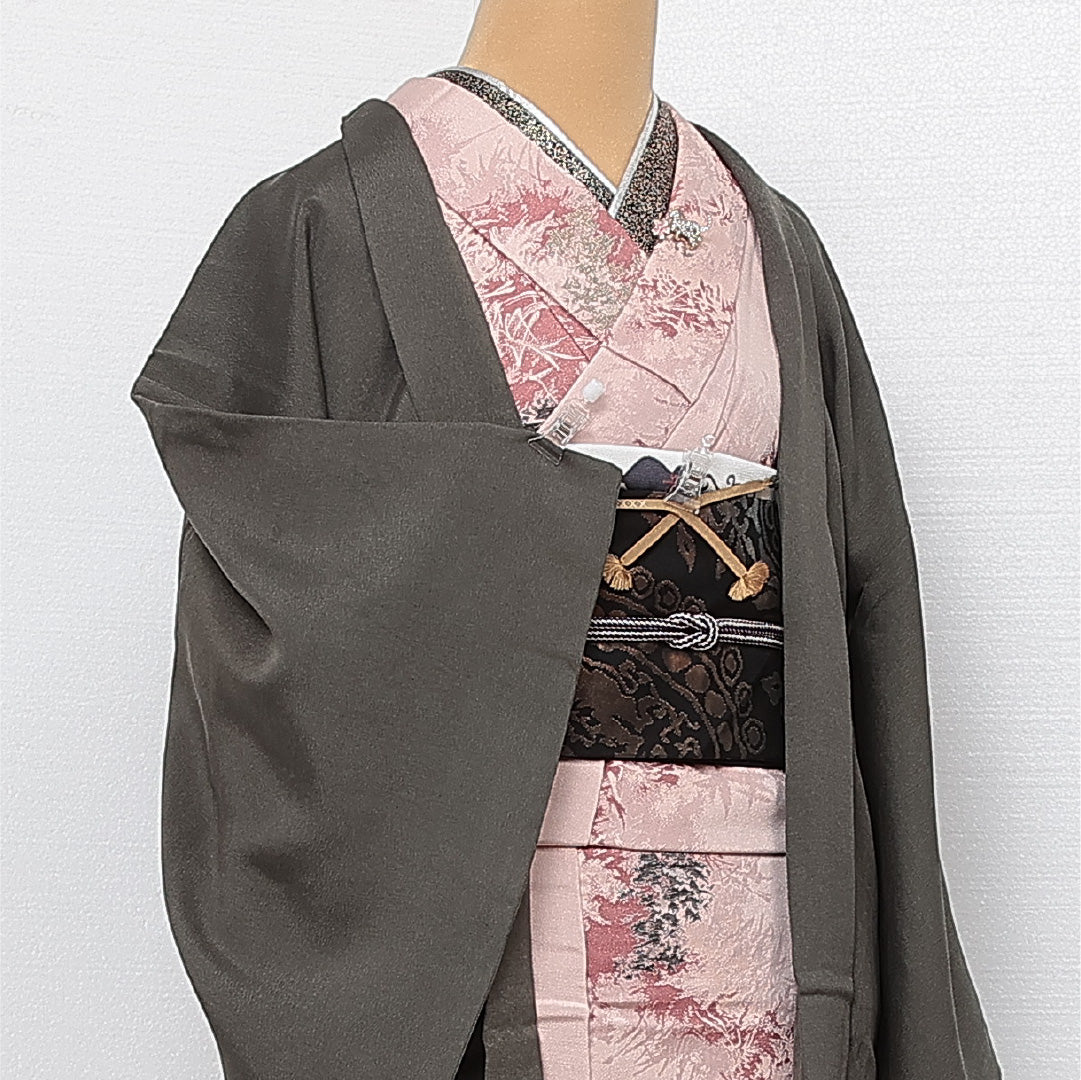 羽織 袷 身丈75cm 裄丈62cm 正絹 Bランク カジュアル Sサイズ 紐あり 緑系 HP 1232-13680