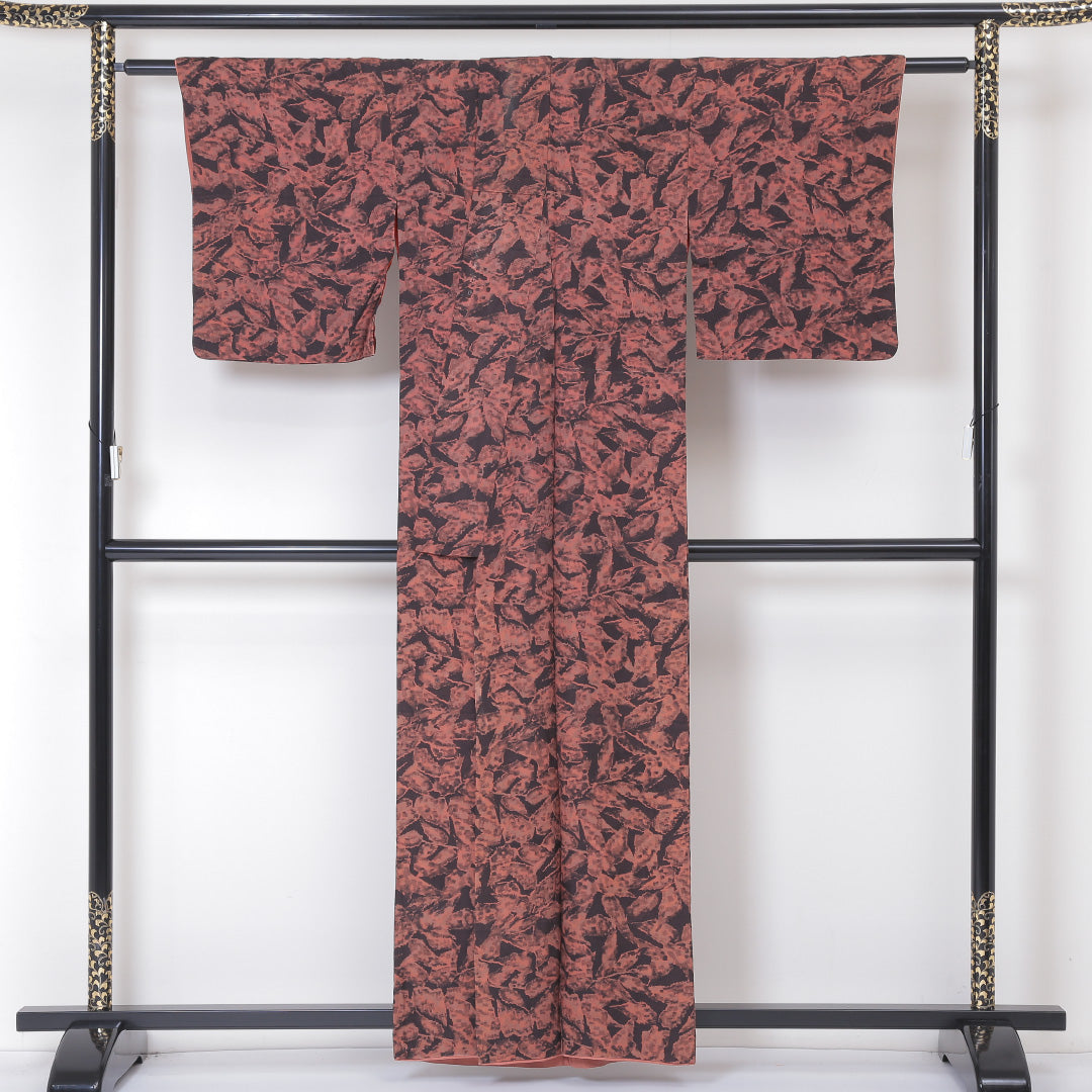 アンティーク 小紋 袷 身丈159cm 裄64cm 黒系 正絹 Aランク 1215-01832-3310