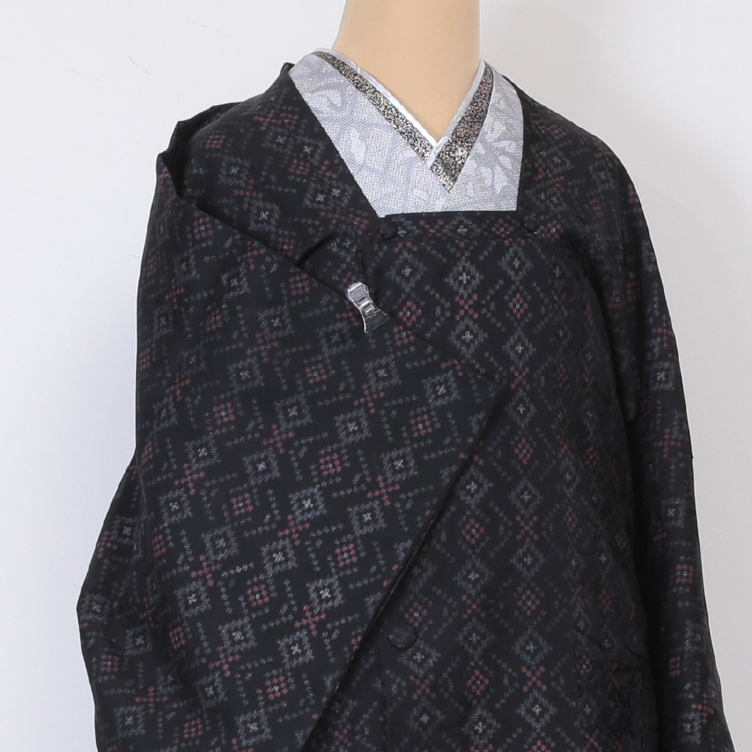 道行コート 身丈86cm 裄丈63cm 正絹 Aランク S 黒系 1217-00649