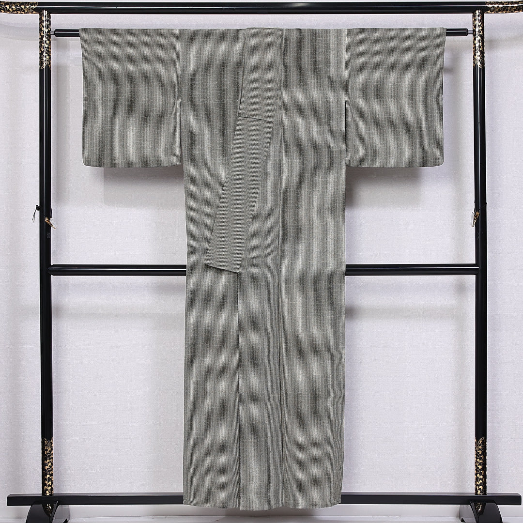 小紋 身丈153cm 裄丈60.5cm S 正絹 Bランク 単衣 広衿 芝草 1215-11029