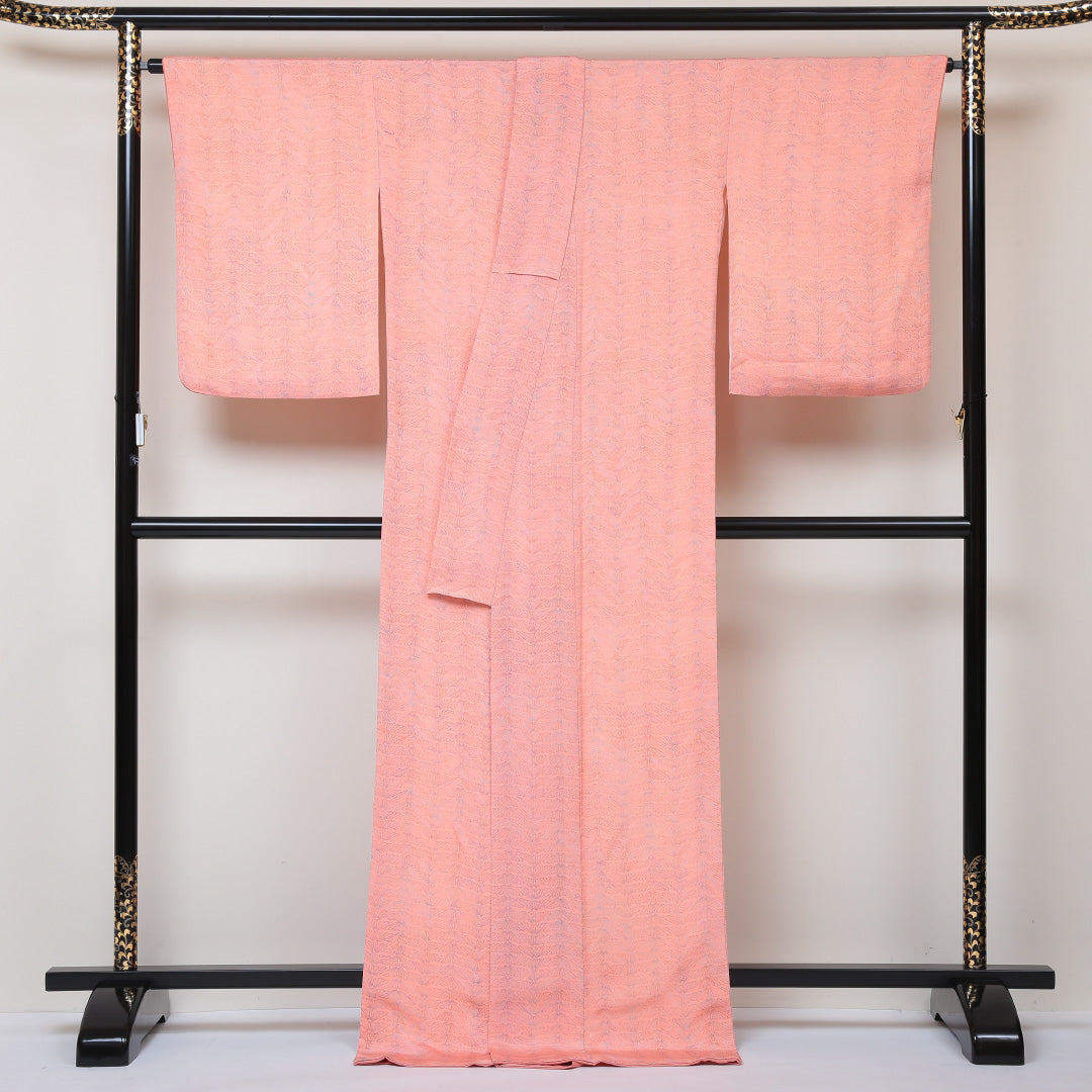 小紋 袷 身丈170cm 裄68cm ピンク系 正絹 Sランク 1215014462613