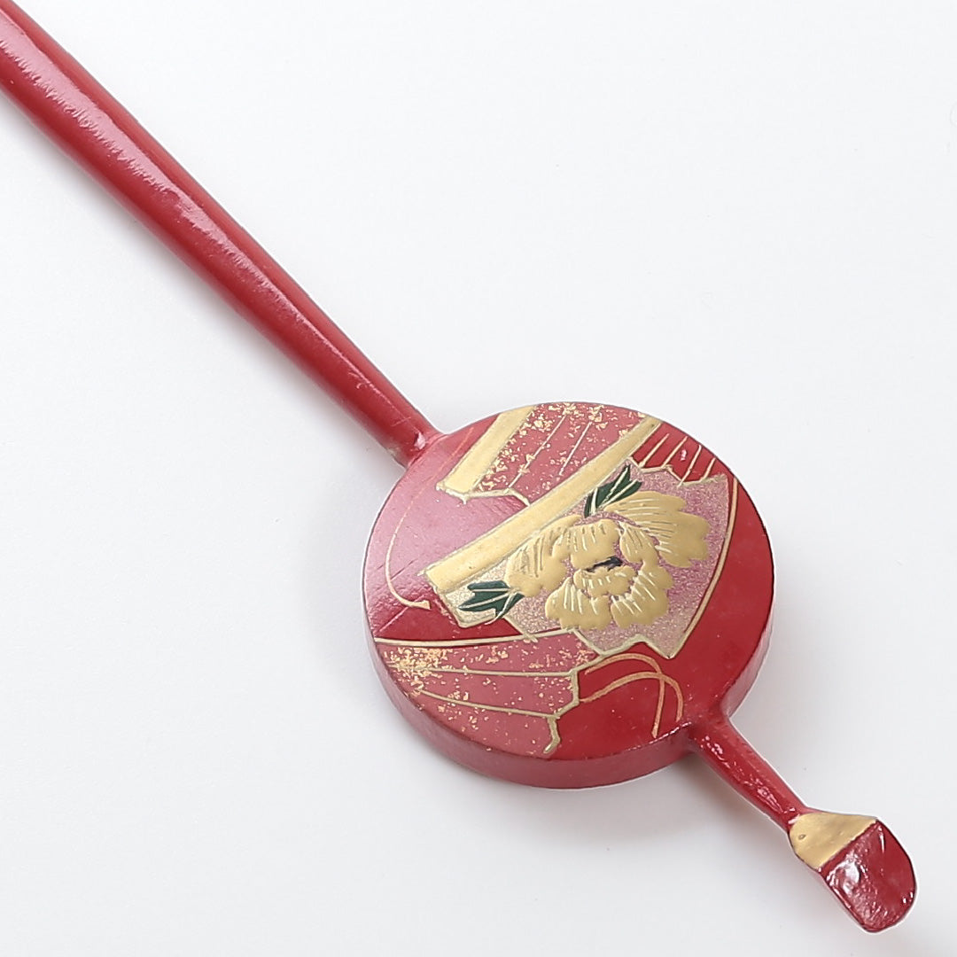 かんざし 和装小物 Sランク 木 木工 蒔絵 赤系 1221-00045