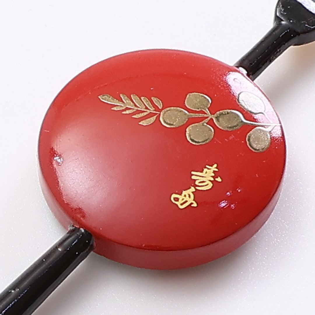 平打 髪飾り Aランク アクリル樹脂 寿船 かんざし 蒔絵 流水 月 赤系 1237-00373
