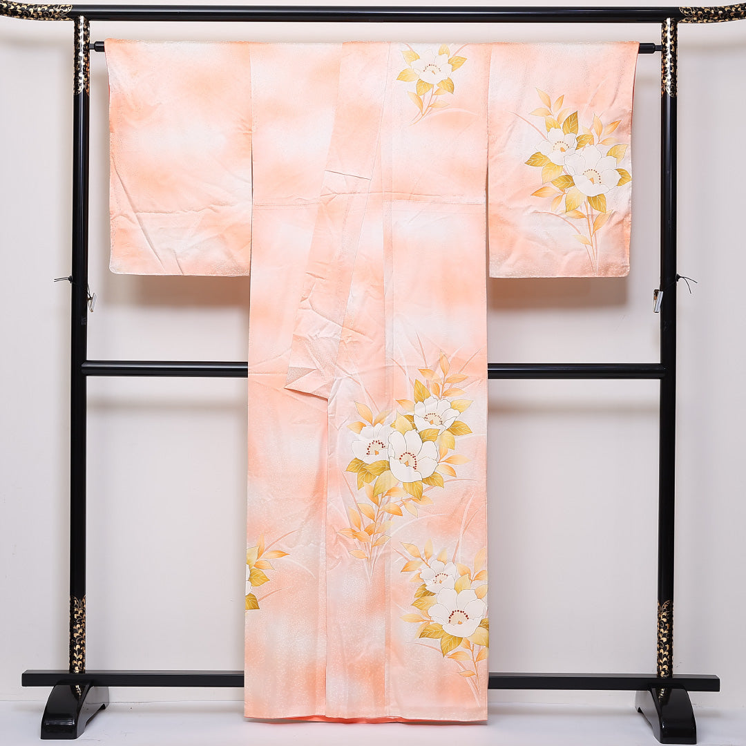 金駒刺繍 訪問着 袷 身丈162cm 裄68cm 正絹 ぼかし 雲取 付下げ Sランク 1212-00685