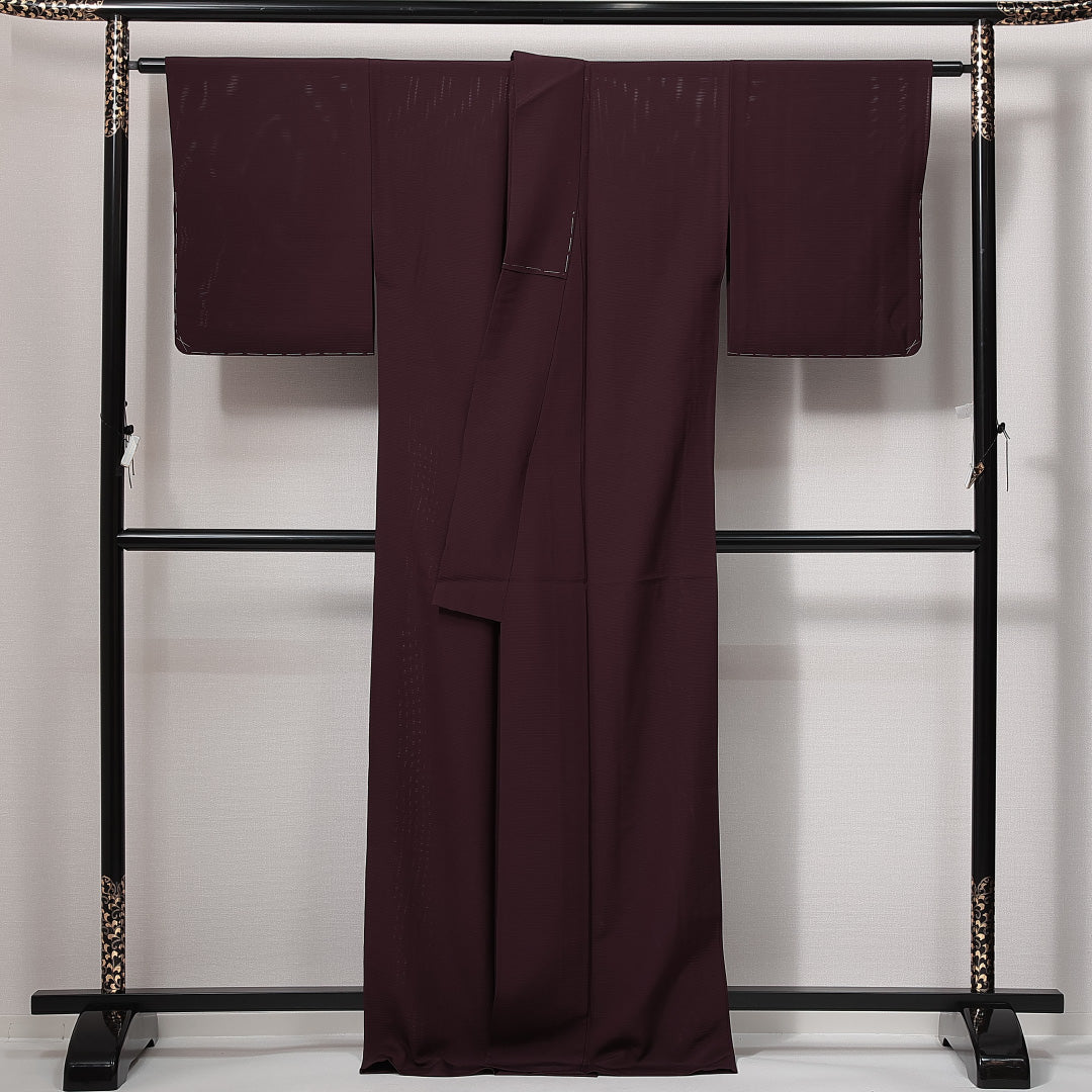 色無地 夏物 絽 身丈169cm 裄丈65cm 正絹 Sランク XLサイズ 広衿 一つ紋(五三桐) セミフォーマル 無地 赤系 茶系 1214-14939