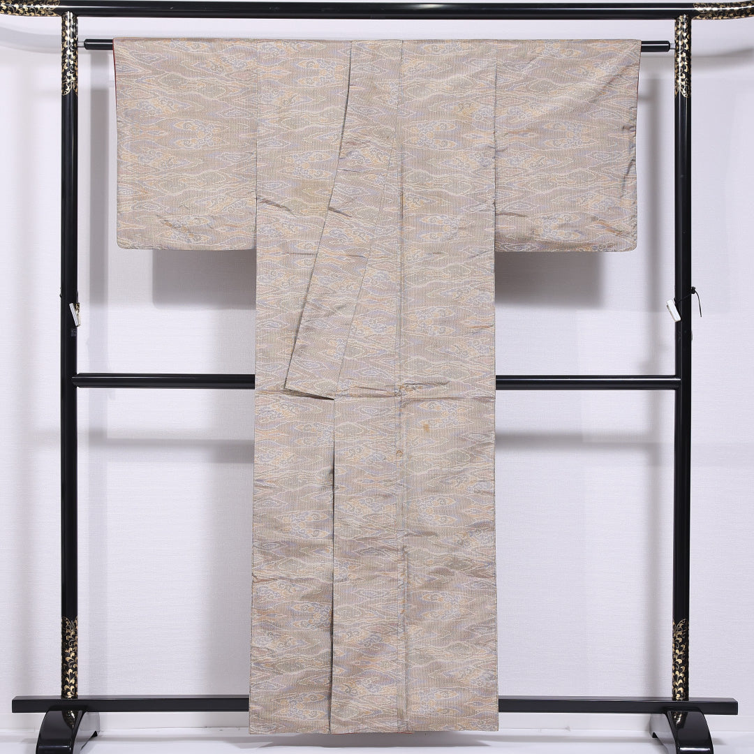 付下げ 袷 身丈152cm 裄丈62cm 正絹 Cランク インフォーマル バチ衿 Sサイズ 汕頭刺繍 麻の葉 ピンク系 M4 1218-11626